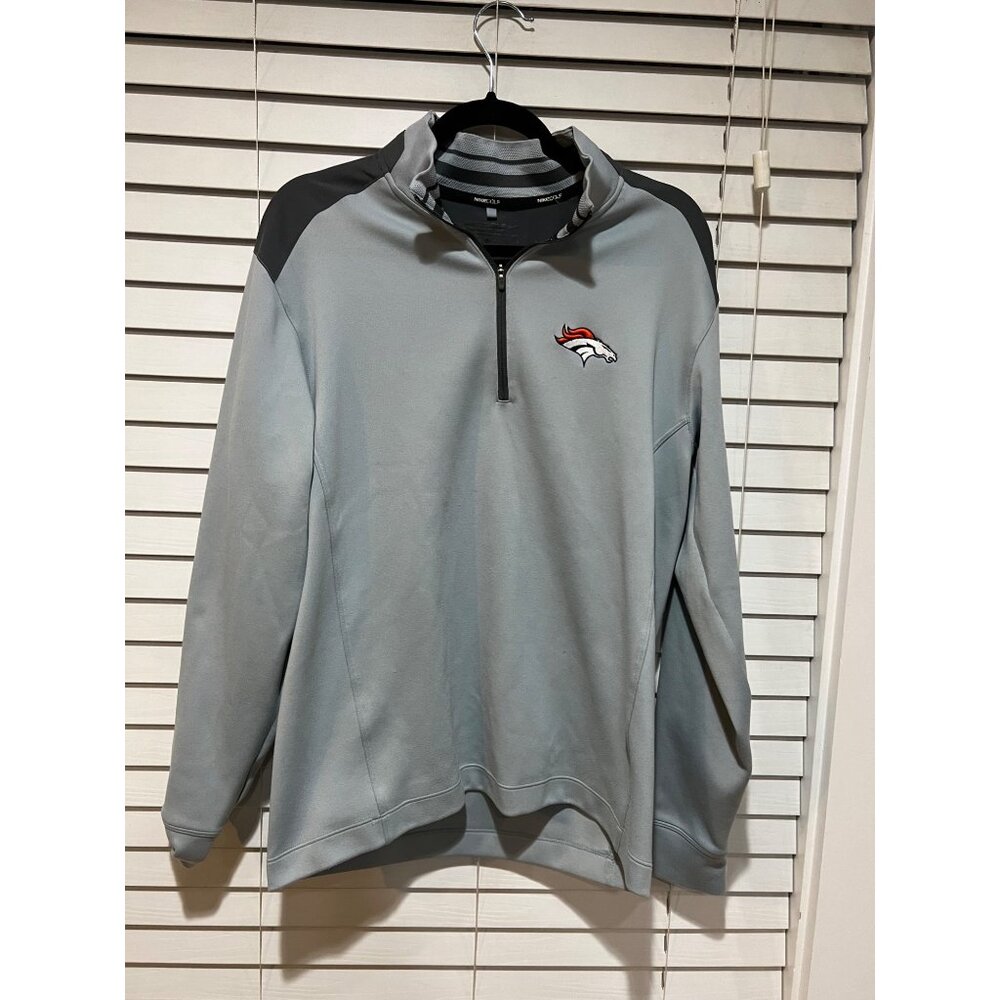 Nike Golf Denver Broncos NFL Quarter‎ Zip Pullover Gray Mens Medium Performance